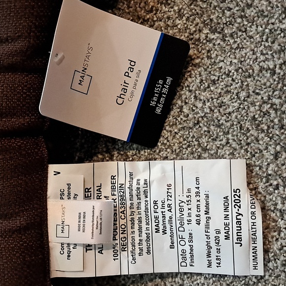 Mainstay Brown Chair Pads Set Of 4 - Picture 2 of 7